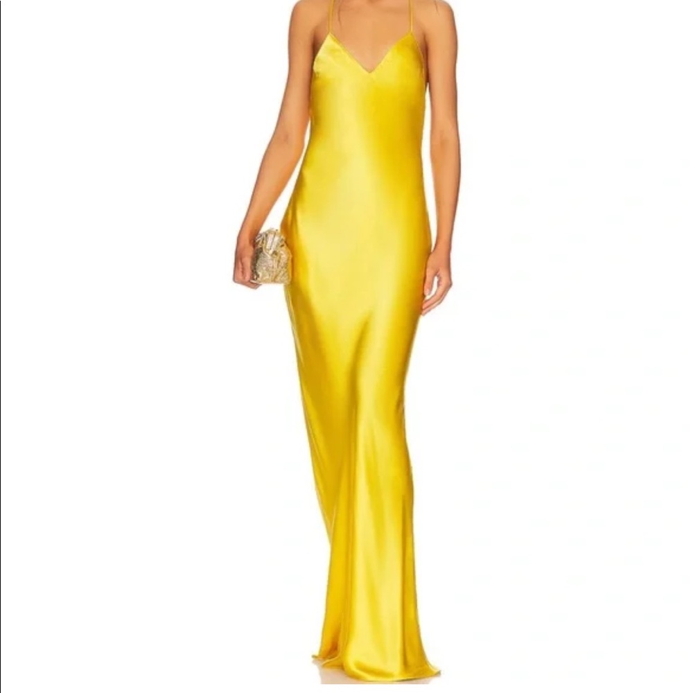 Amanda Uprichard x Revolve Lolita gown honey color